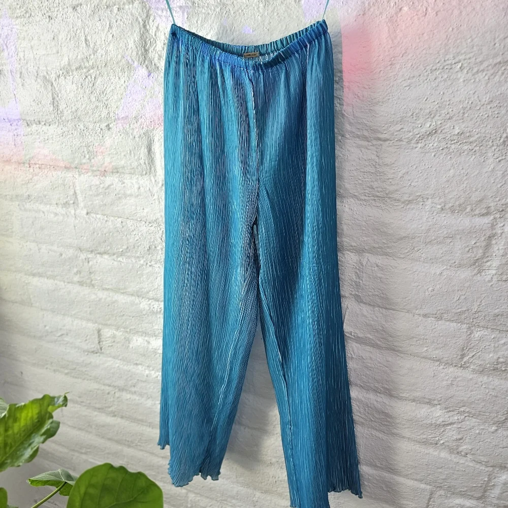 Cult Gaia Pleats Stacie Pant Turquoise Blue Sz XS NWOT